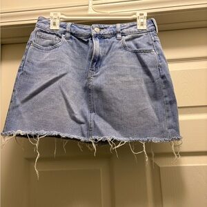 Denim Frayed Hem Mini Skirt